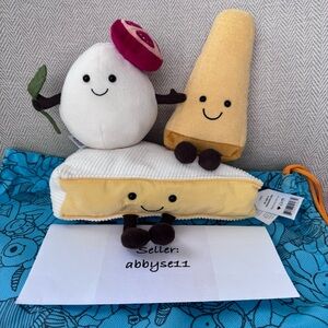 Jellycat Cheese Bundle Set of 3 (Brie, Parmesan, Mozzarella) Toy NWT Authentic